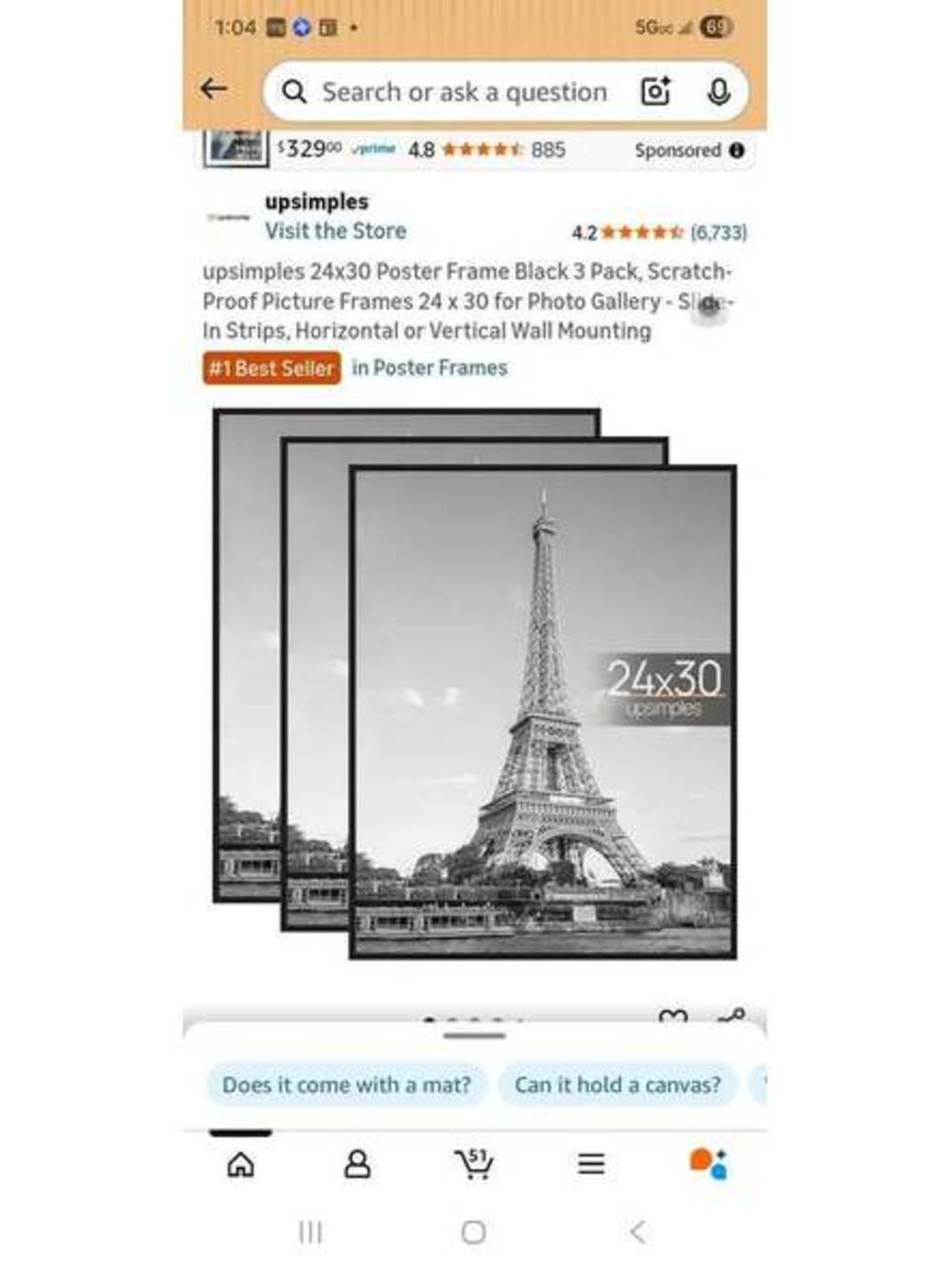 Brand new 24x30 black poster frames (set of 3) – clean, modern look.